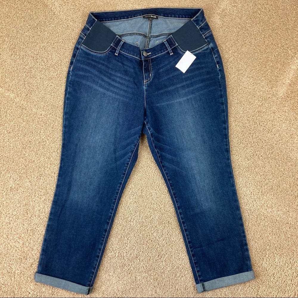 Indigo Blue Side Panel Crop Maternity Jeans NWT Z
